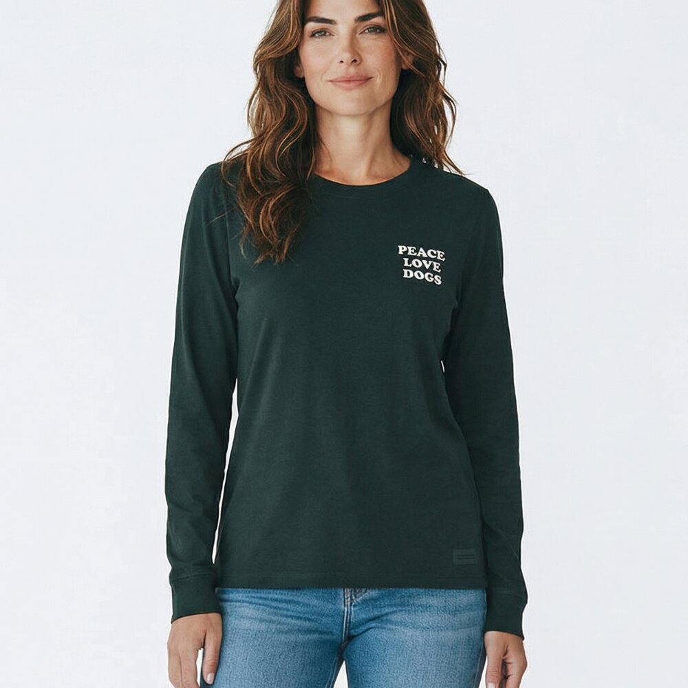 Life is Good W's Peace Love Dogs Long Sleeve Crusher Tee
